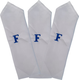 SAE FASHIONS Embroidered Letter-F Cotton Handkerchief pack of 3