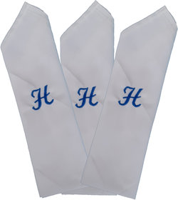 SAE FASHIONS Embroidered Letter-H Cotton Handkerchief pack of 3
