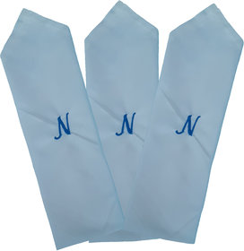 SAE FASHIONS Embroidered Letter-N Cotton Handkerchief pack of 3