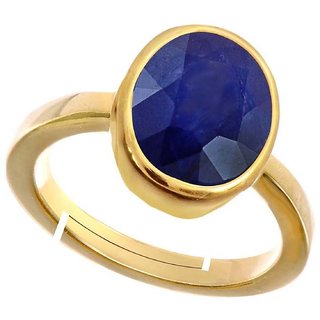                       RS Jewellers Certified blue sapphire 5.25 Carat Panchdhatu Gold Plating Astrological Ring for Men  Women                                              