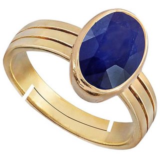                       RS Jewellers Certified blue sapphire 6.25 Carat Panchdhatu Gold Plating Astrological Ring for Men  Women                                              