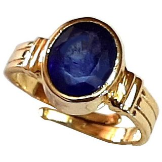                       RS Jewellers Certified blue sapphire 5.10 Carat Panchdhatu Gold Plating Astrological Ring for Men  Women                                              