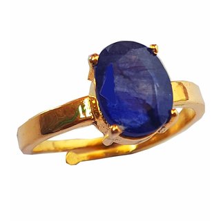                       RS Jewellers Certified blue sapphire 5.24 Carat Panchdhatu Gold Plating Astrological Ring for Men  Women                                              
