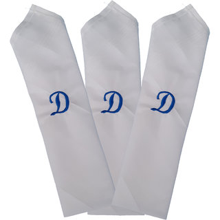 SAE FASHIONS Embroidered Letter-D Cotton Handkerchief pack of 3
