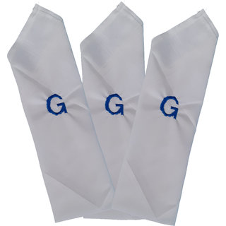                       SAE FASHIONS Embroidered Letter-G Cotton Handkerchief pack of 3                                              