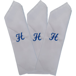 SAE FASHIONS Embroidered Letter-H Cotton Handkerchief pack of 3