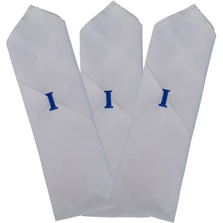 SAE FASHIONS Embroidered Letter-I Cotton Handkerchief pack of 3