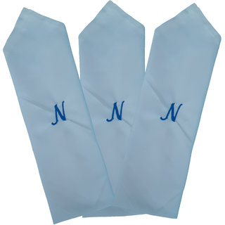 SAE FASHIONS Embroidered Letter-N Cotton Handkerchief pack of 3