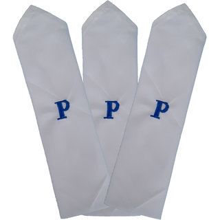 SAE FASHIONS Embroidered Letter-P Cotton Handkerchief pack of 3