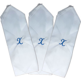 SAE FASHIONS Embroidered Letter-X Cotton Handkerchief pack of 3