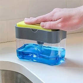 Soap Pump Dispenser and Sponge Holder for Kitchen Sink Dish Washing Soap Dispenser