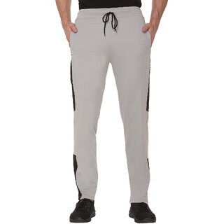                       Leebonee Men's Side Stripe Light Grey Dri Fit Track Pants with 4 Way Stretch                                              