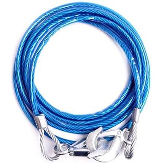 Car Tow Rope Blue Heavy Duty Safety Cable for Cars Buses Trucks (Stainless Steel, 5000 kg Pulling Capacity)