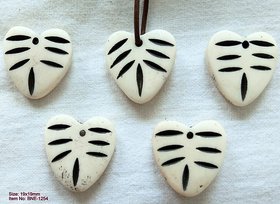 5 Pcs Genuine Natural Horn Bone Hand-Carved Pendant Jewellery Beads Charms 19x19mm Gifts