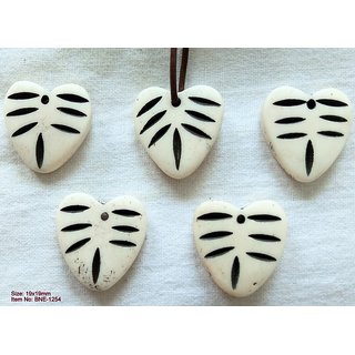 5 Pcs Genuine Natural Horn Bone Hand-Carved Pendant Jewellery Beads Charms 19x19mm Gifts