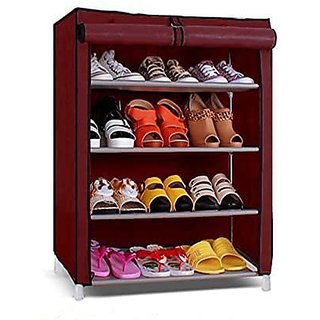 House of Quirk 4 LayerOpen Shoe Rack Maroon