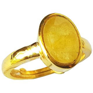                       RS Jewellers Certified yellow sapphire 4.25 Carat Panchdhatu Gold Plating Astrological Ring for Men  Women                                              