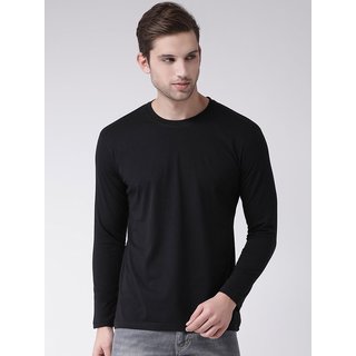 Men's Round Neck Black Full Sleeve T-Shirt