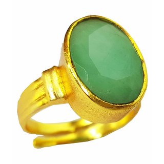                       RS JEWELLERS Emerald Panna 6.45 ratti Stone Panchdhatu Adjustable Ring for Women Metal Emerald Gold Plated Ring                                              