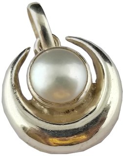 RS Jewellers Half Chandra Moti Pendent 5.60 RATTI Bold Silver Pendent for Men  Women