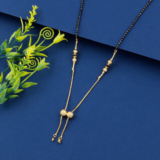 Buy SILVER SHINE Exclusive Gold Plated Black Beads Chain Necklace