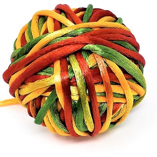                       Neo Rising Vedroopam Sacred Thread Puja Dhaga, Sankalp Sutra, (Red Yellow Green Silky Rope, 5 Meters)                                              