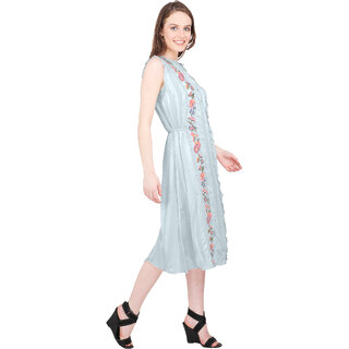                       Women's Viscose Satin A-Line Midi Dress                                              