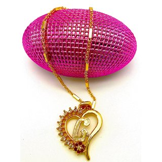 G Letter Locket Pendants Alphabet Name Gold Plated Alloy New Model Design With 19 Inch Chain For Girls Gold Plated Alloy