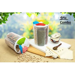 Multicolor Plastic 4 Section Container (1200 ML)