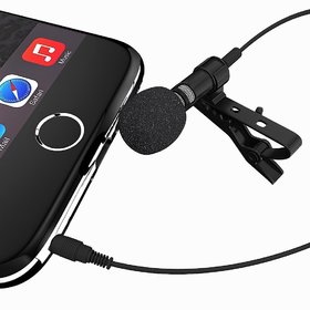 Portable Microphone 3.5mm Jack Clip on Lapel Collar Mini Lavalier Microphone Mic for iPhone Mobile Phone Black