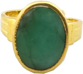 Rs Jewellers Emerald Panna 5.35 ratti Stone Panchdhatu Adjustable Ring for Women Metal Emerald Gold Plated Ring