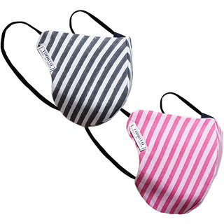 TONOTO Pack of 2 Cotton Cloth Mask-Reusable-Washable-Face Cut Fit Mask Combo