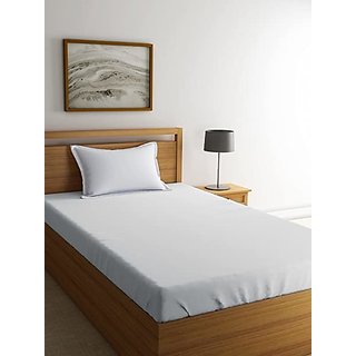                      ABC Textile Pure Cotton White Plain Single Bedsheet with 1 Pillow Covers 250TC (60x90 Inches)                                              