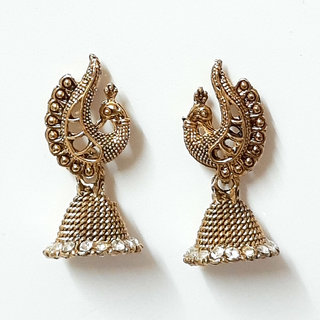                       luv fashion gold oxidized jhumkis                                              