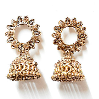                       luv fashion gold oxidized jhumkis                                              