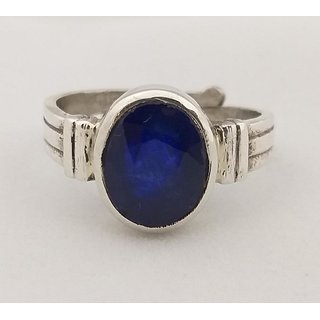                       RS Jewellers Certified Blue sapphire 5.25 Carat Panchdhatu Silver Plating Astrological Ring for Men  Women                                              