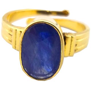                       RS Jewellers Certified Blue sapphire 5.30 Carat Panchdhatu Gold Plating Astrological Ring for Men  Women                                              