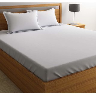                       ABC Pure Cotton Plain White 240TC Queen Size Double Bedsheet - 2 Pillow Covers (90x100 Inches)                                              