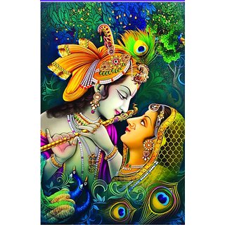                       Style UR Home - Lord Krishna with Radha Wall Art Print- 18  X 12 - Vinyl Non Tearable High Quality Printed Poster.                                              