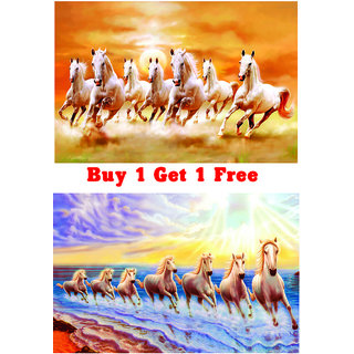 Buy Style UR Home - White Seven Horse Running Wallpaper Poster 18 x 12 - 2  pcs Online - Get 33% Off