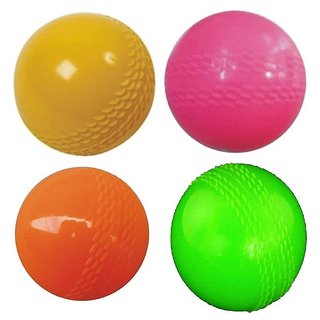 Madurai Products Strong Plastic Cricket Ball size for Indoor and Outdoor Games - 4 pieces.