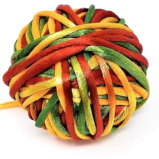                       Kuhu Creations Vedroopam Sacred Thread Puja Dhaga, Sankalp Sutra, (Red Yellow Green Silky Rope, 5 Meters)                                              
