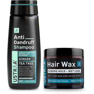                       Ustraa Anti Dandruff Shampoo - 250ml and Ustraa Hair Wax Strong Hold Wet Look - 100g                                              