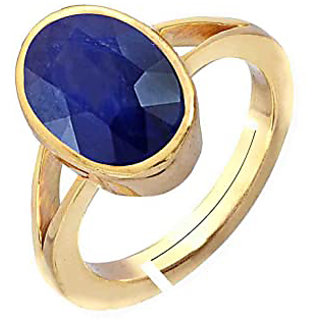                       RS JEWELLERS Gemstones 5.64 Ratti Natural Certified BLUE SAPPHIRE neelam Gemstone Panchdhatu Ring , Birthstone Astrology                                              