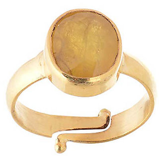                      RS JEWELLERS Gemstones 6.01 Ratti Natural Certified Yellow Sapphire Pukhraj Gemstone Panchdhatu Ring ,Pukhraj Birthstone                                              