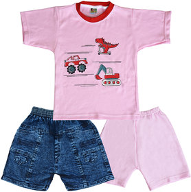 Boys Party(Festive) T-shirt Jeans, Shorts  (Pink)