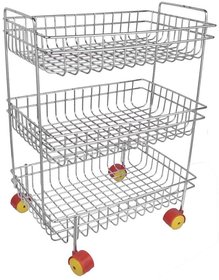 Stainless Steel Folded 3-Layer Kitchen Basket Rack  Multipurpose Fruit and Vegetable Storage Basket  Kitchen Ute