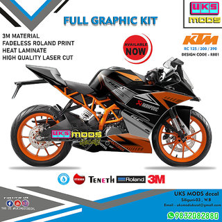 KTM RC 125/200/390 Full Modified Body Wrap / Decal / Sticker Black Orange