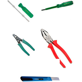 TAPARIA Combination Pliers 210mm/2 in 1 Screw Driver/Wire Stripper/Screw Driver Tester (Set of 4)