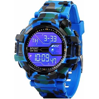                       HRV Digital Boy's Watch Blue Dial Multi Colored Strap                                              